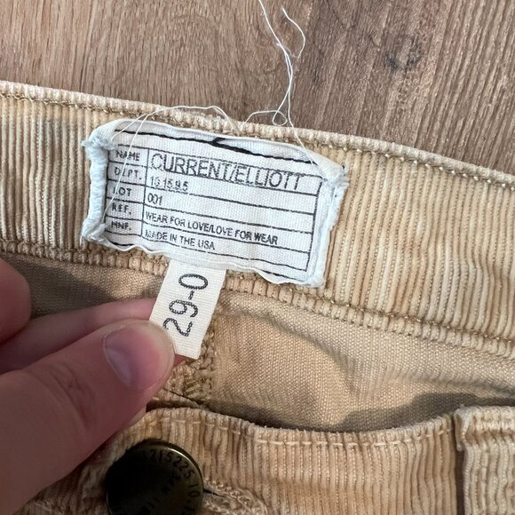 Current / Elliott Tan Beige Cream Corduroy Pants Jeans Skinny Size 29 - Picture 5 of 7